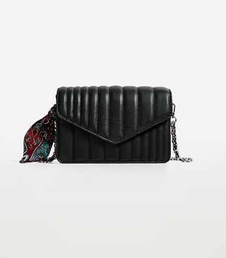 Zara + Quilted Crossbody Bag With Scarf