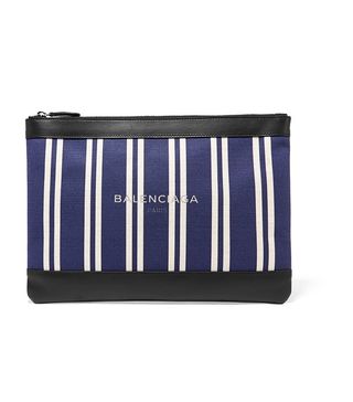 Balenciaga + Striped Leather Trim Pouch