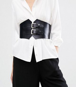 ASOS + Retro Luxe London Wide Double Buckle Leather Corset Belt