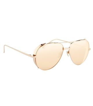 Linda Farrow + Aviator Sunglasses in Rose Gold