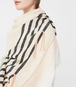 Mango + Stripe-Pattern Cotton Scarf