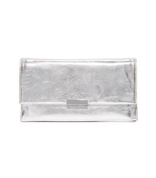 Loeffler Randall + Metallic Textured-Leather Clutch