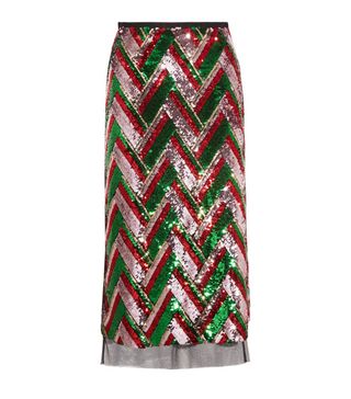Gucci + Sequined Tulle Midi Skirt