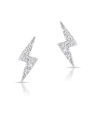 Anne Sisteron + 14KT White Gold Diamond Lightning Bolt Stud Earrings
