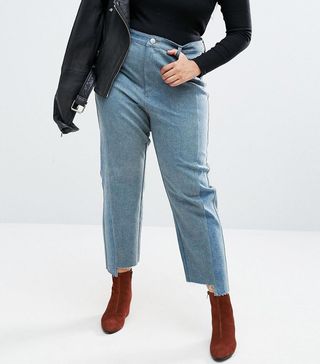ASOS Curve + Straight Leg Jeans in Tonal Deconstructed