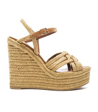 Saint Laurent + Braided Leather Platform Espadrilles