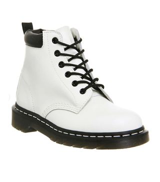 Dr. Martens + Padded Collar 6 Eye Boots White Smooth Leather