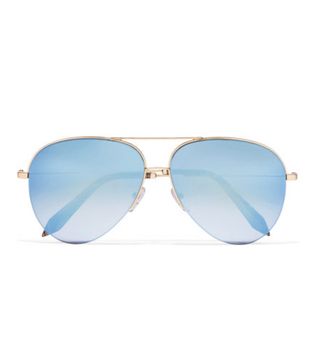 Victoria Victoria Beckham + Aviator-Style Gold-Tone Mirrored Sunglasses