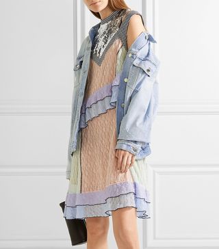 Sandy Liang + Impala Sequin-Embellished Gingham-Trimmed Lace Dress