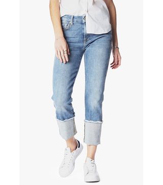 7 for All Mankind + Boyfriend Jeans With Straight Raw Cuff