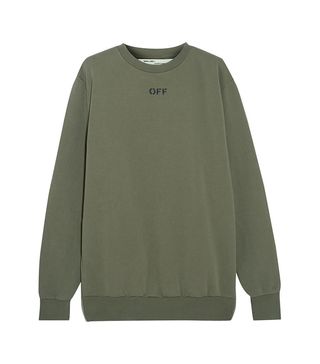 Off-White + Distressed Washed Cotton-Jersey Sweatshirt