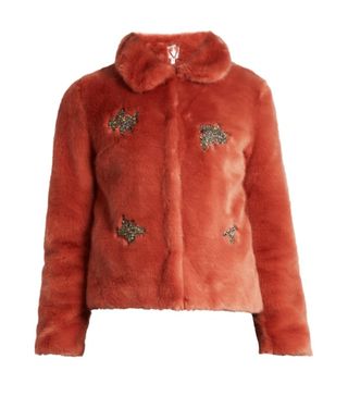 Shrimps + Little Star Embellished Faux-Fur Jacket