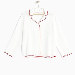 Zara Home + Linen Shirt With Contrasting Trims