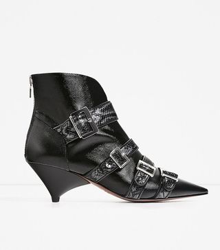 Zara + Leather Ankle Boots With Straps