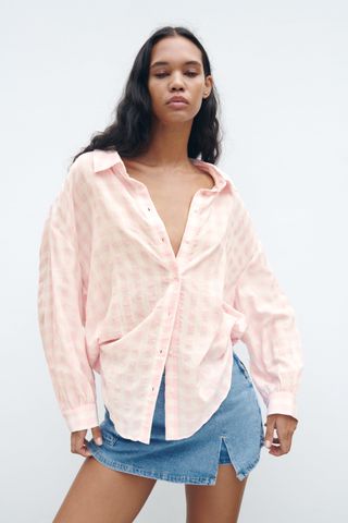 Zara + Oversize Gingham Shirt