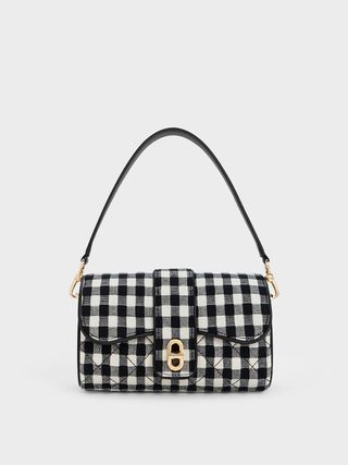 Charles & Keith + Gingham Belted Crossbody Bag