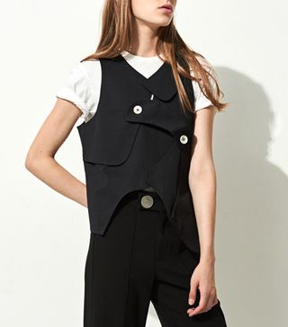 Front Row Shop + Black Asymmetric Patchwork Vest