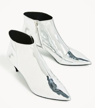 Zara + Silver High Heel Ankle Boots
