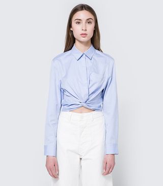 T by Alexander Wang + Twist Front Shirt in Chambray