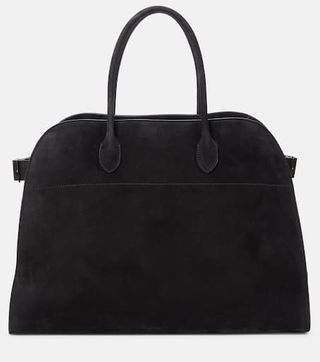 The Row + Soft Margaux 17 Suede Tote Bag in Black