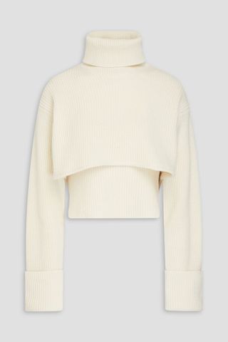 The Outnet + X E.L.V. Denim Chunky Cashmere Turtleneck Sweater and Top Set