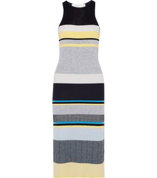 Victoria by Victoria Beckham + Striped Ribbed-Knit Midi Dress