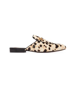 Gucci + Princetown Horsebit-Detailed Leopard-Print Calf Hair Slippers