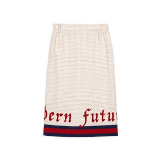 Gucci + Embroidered Tweed Pencil Skirt