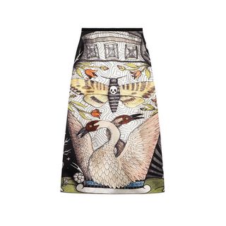 Gucci + Moth Strength Print Silk Skirt