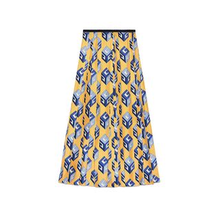 Gucci + GG Wallpaper Print Silk Skirt