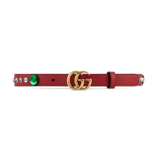 Gucci + Crystal Belt With Double G Buckle