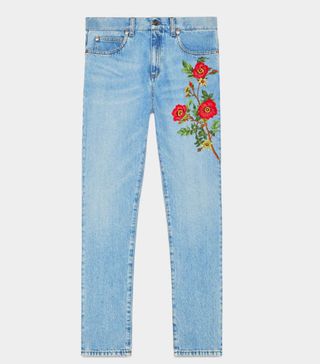 Gucci + Embroidered Denim Pant