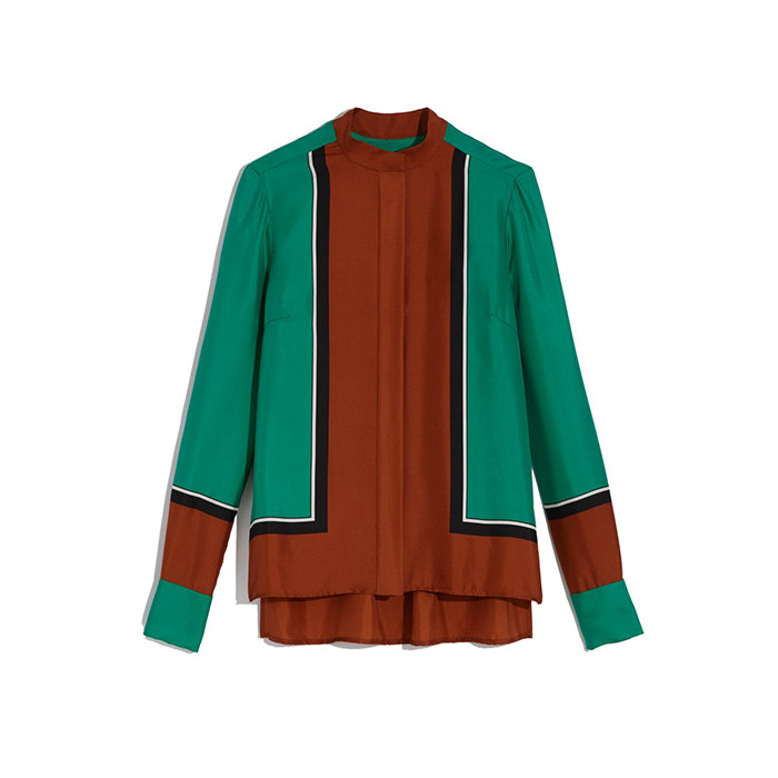 Diane von Furstenberg + Colorblock Silk Shirt