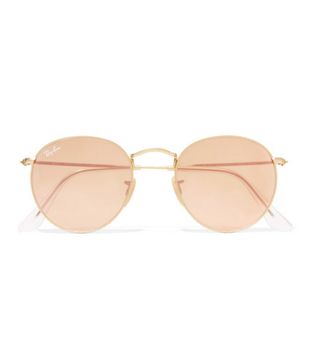 Ray-Ban + Round-Frame Gold-Tone Mirrored Sunglasses