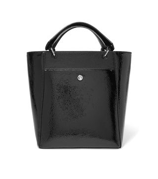 Eloise Small Faux-Patent Textured-Leather Tote