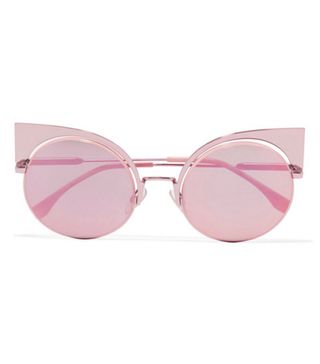 Fendi + Cat-Eye Metal Mirrored Sunglasses