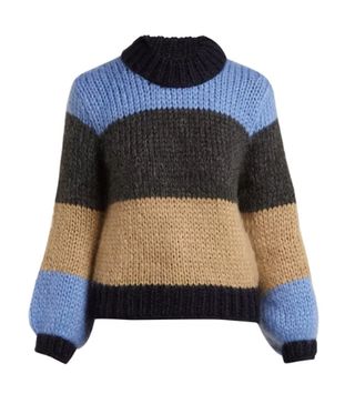 Ganni + Julliard Colour-Block Mohair-Blend Knit Sweater
