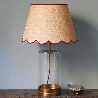 Matilda Goad + Raffia Scallop Lampshape With Red Trim