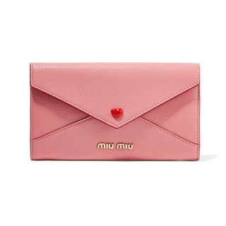 Miu Miu + Envelope Textured-Leather Wallet