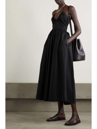 Matteau + Gathered Organic Cotton-Voile Halterneck Midi Dress