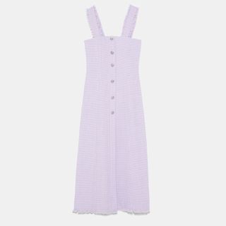 Zara + Tweed Dress With Gem Buttons