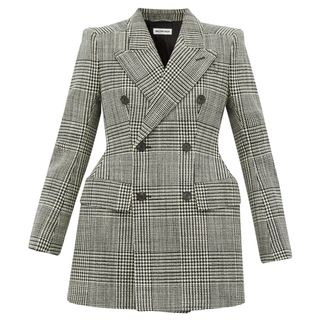 Balenciaga + Hourglass Checked Woven Blazer