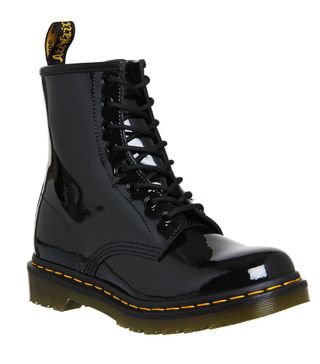 Dr. Martens + 8 Eyelet Lace Up Boots Black Patent