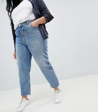 ASOS Curve + Recycled Florence Authentic Straight Leg Jeans in Spring Light Stone Wash