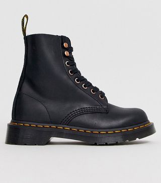 Dr. Martens + 1460 Soapstone Leather Ankle Boots in Black