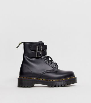 Dr. Martens + Chunky Buckle Boots in Black Leather
