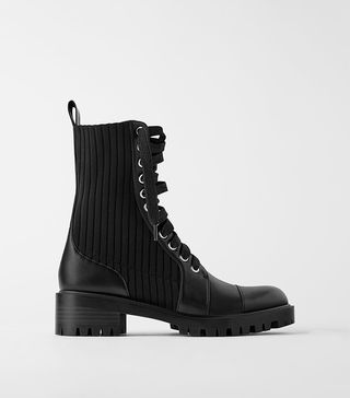 Zara + Contrast Low Heel Ankle Boot
