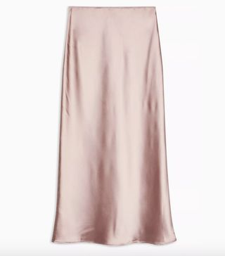 Topshop + Dusty Pink Satin Bias Maxi Skirt