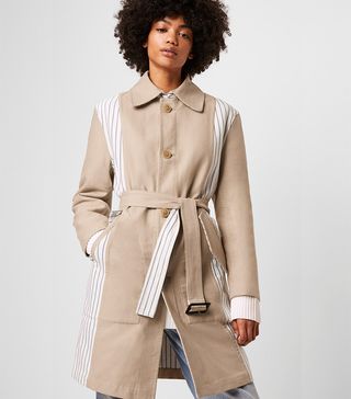 French Connection + Reversible Stripe Belted Coat