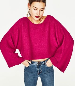 Zara + Cropped Wide Sleeve Sweater